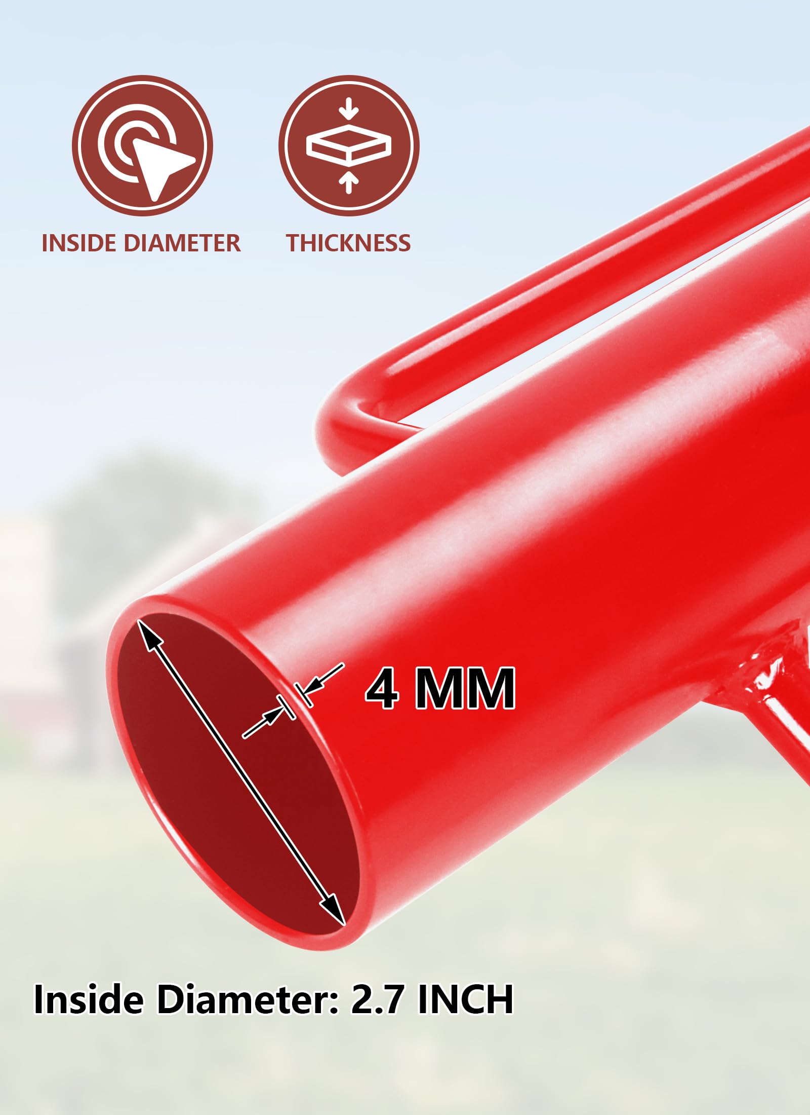 Swellisher T-post driver with red handles offers precise control during installation
