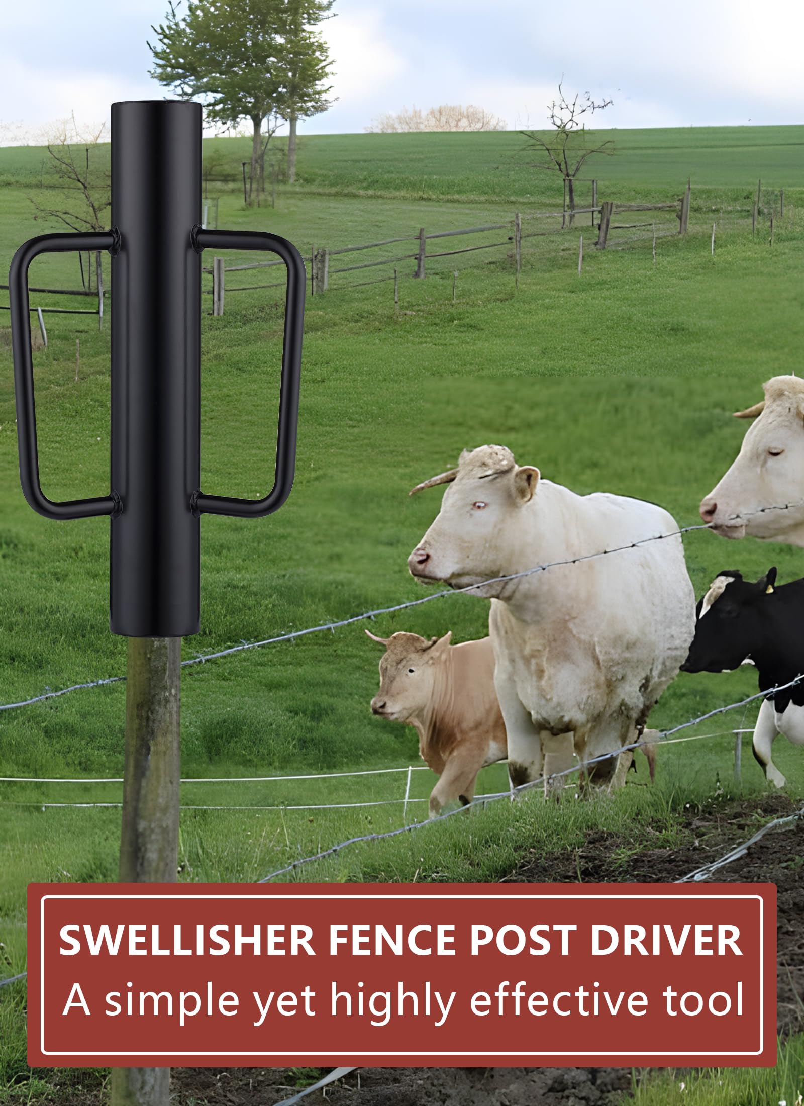 Swellisher tubular-design fence post driver ensures balanced force distribution
