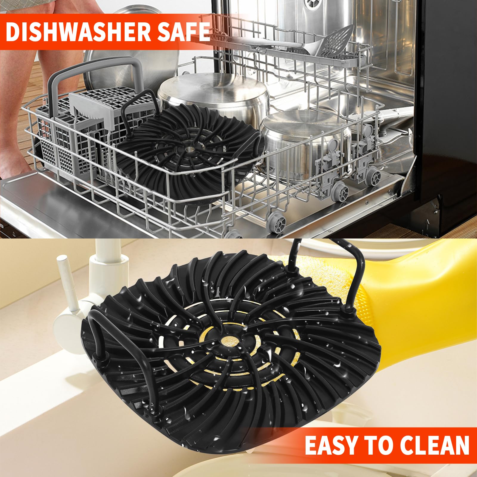 Swess grill grate being cleaned demonstrates dishwasher-safe convenience.