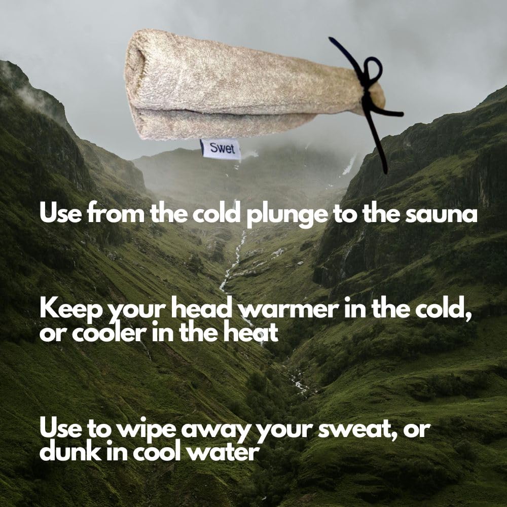 Swet Sauna Hat can be soaked to provide cooling relief mid-session.