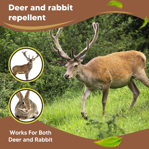 SWIALLS deer repellent hanging use shown protecting a vibrant flower bed