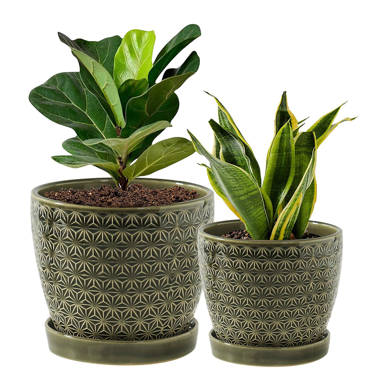 Swicken plant pot with green reactive glaze, stylish indoor decor