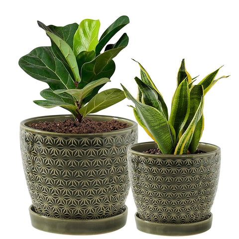 Swicken plant pot with green reactive glaze, stylish indoor decor