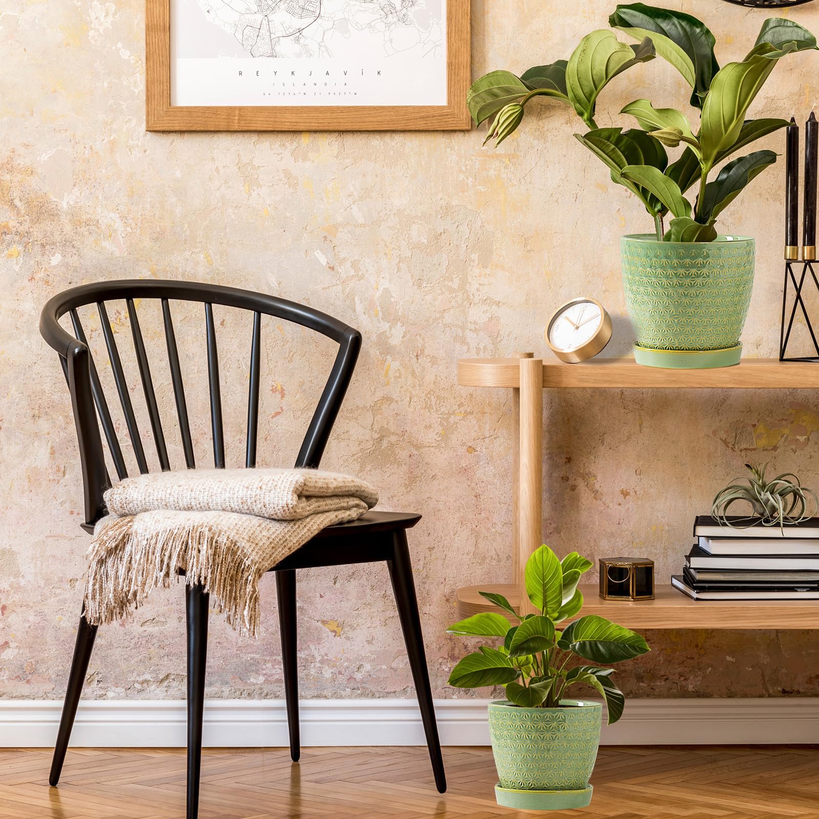 Swicken sage-green planter in an office decor setup