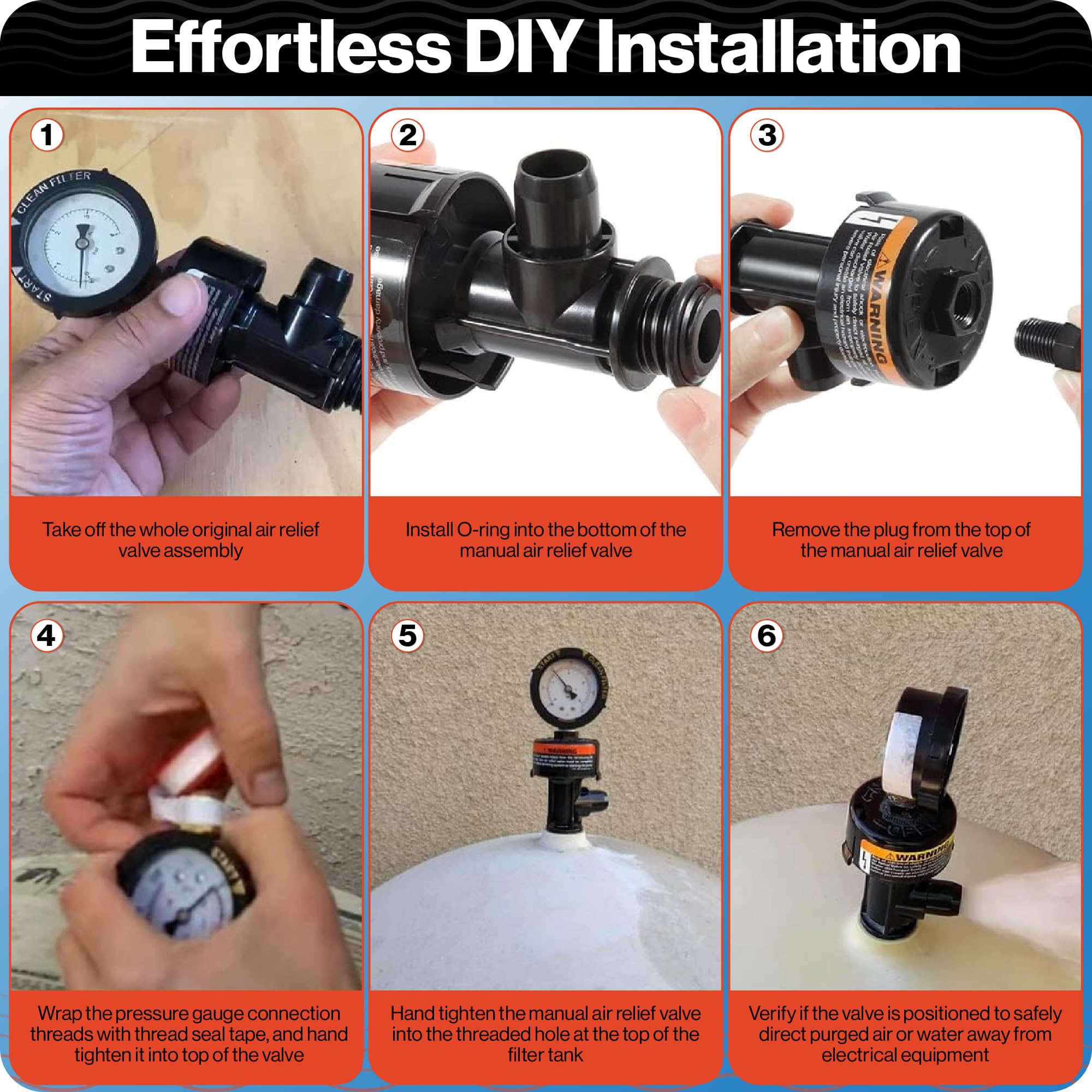 Swimables 98209800 installation with teflon tape for a tight seal.