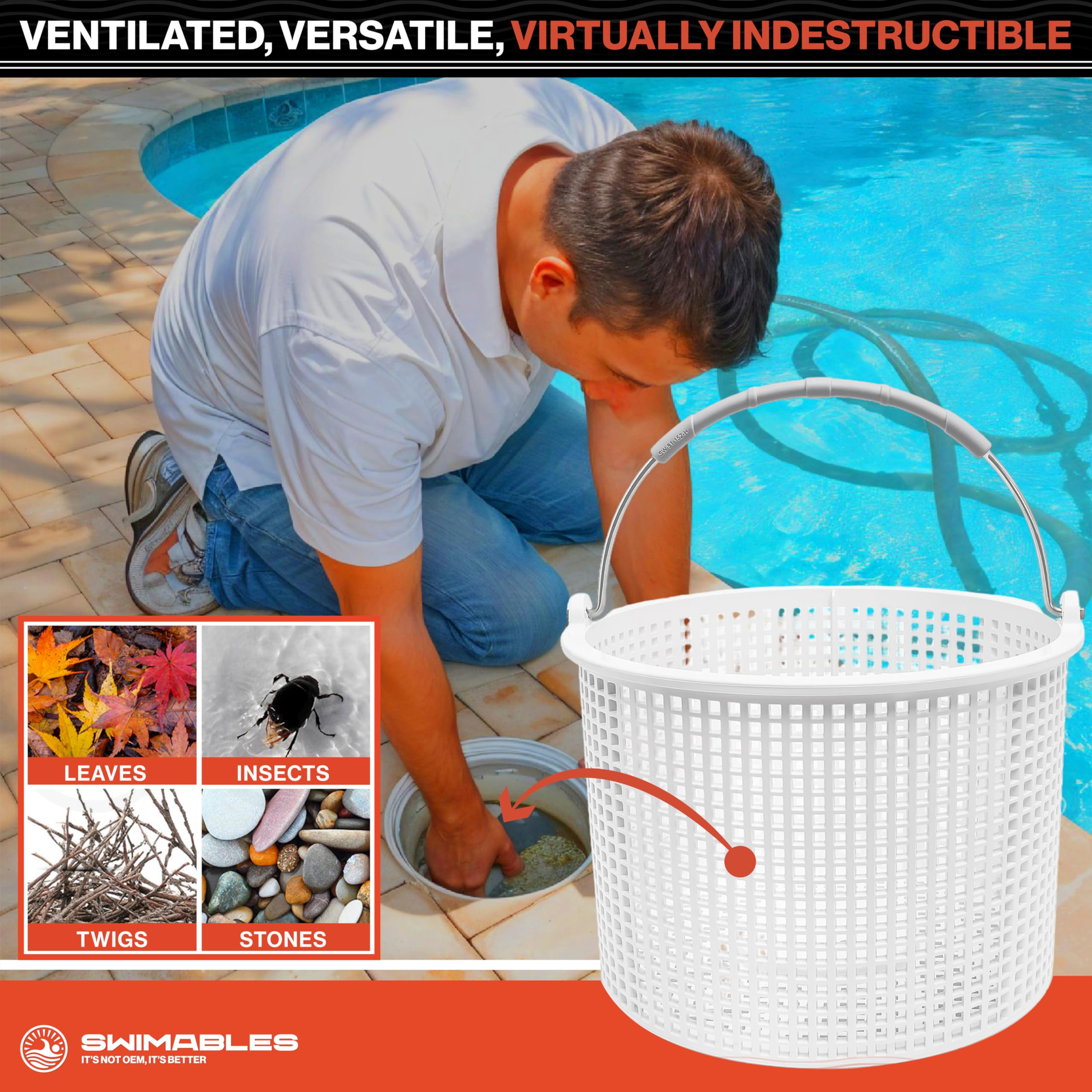 Swimables basket dimensions 7 inches top and bottom for precise fit.