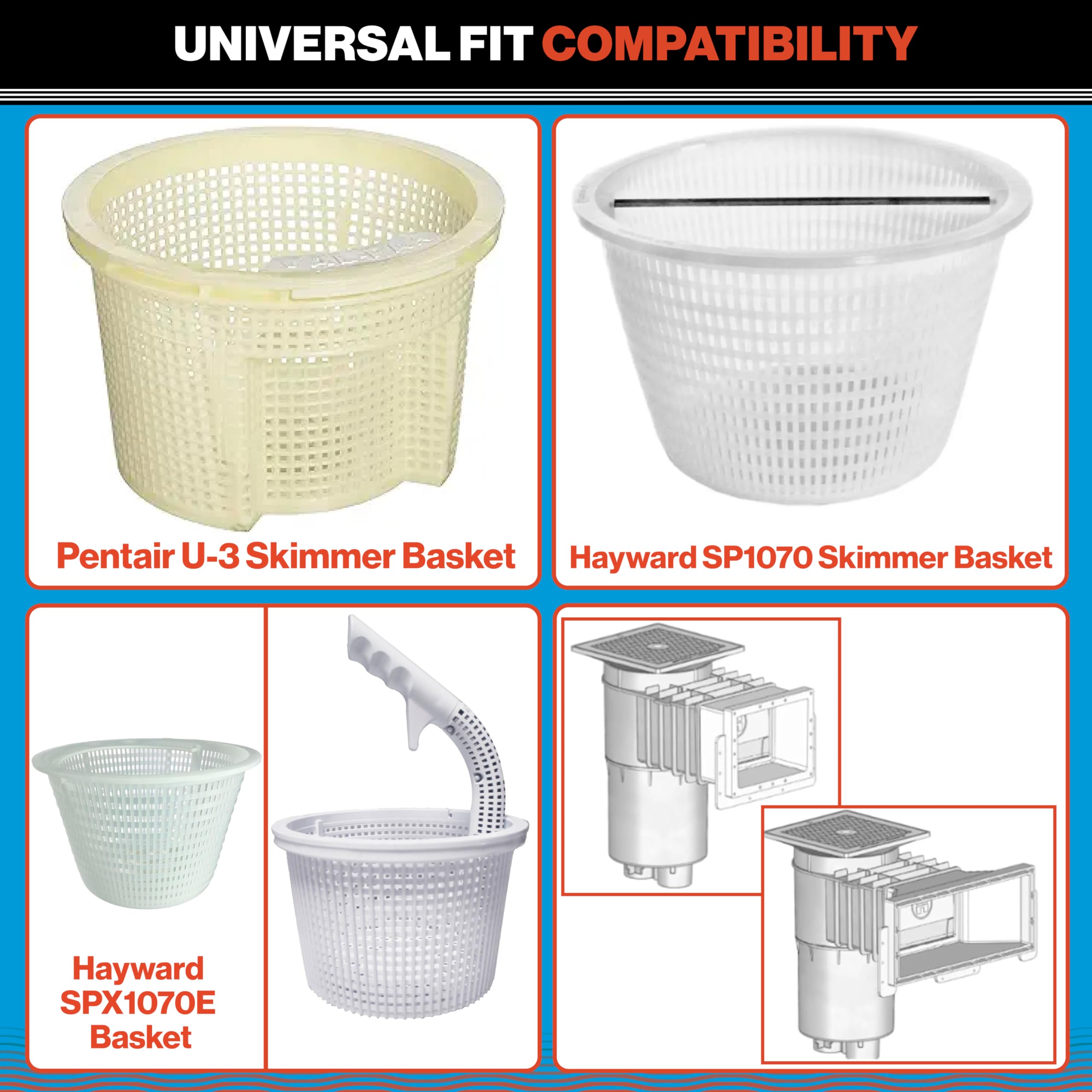 Swimables brass cylinder weight keeps the basket submerged for steady filtration