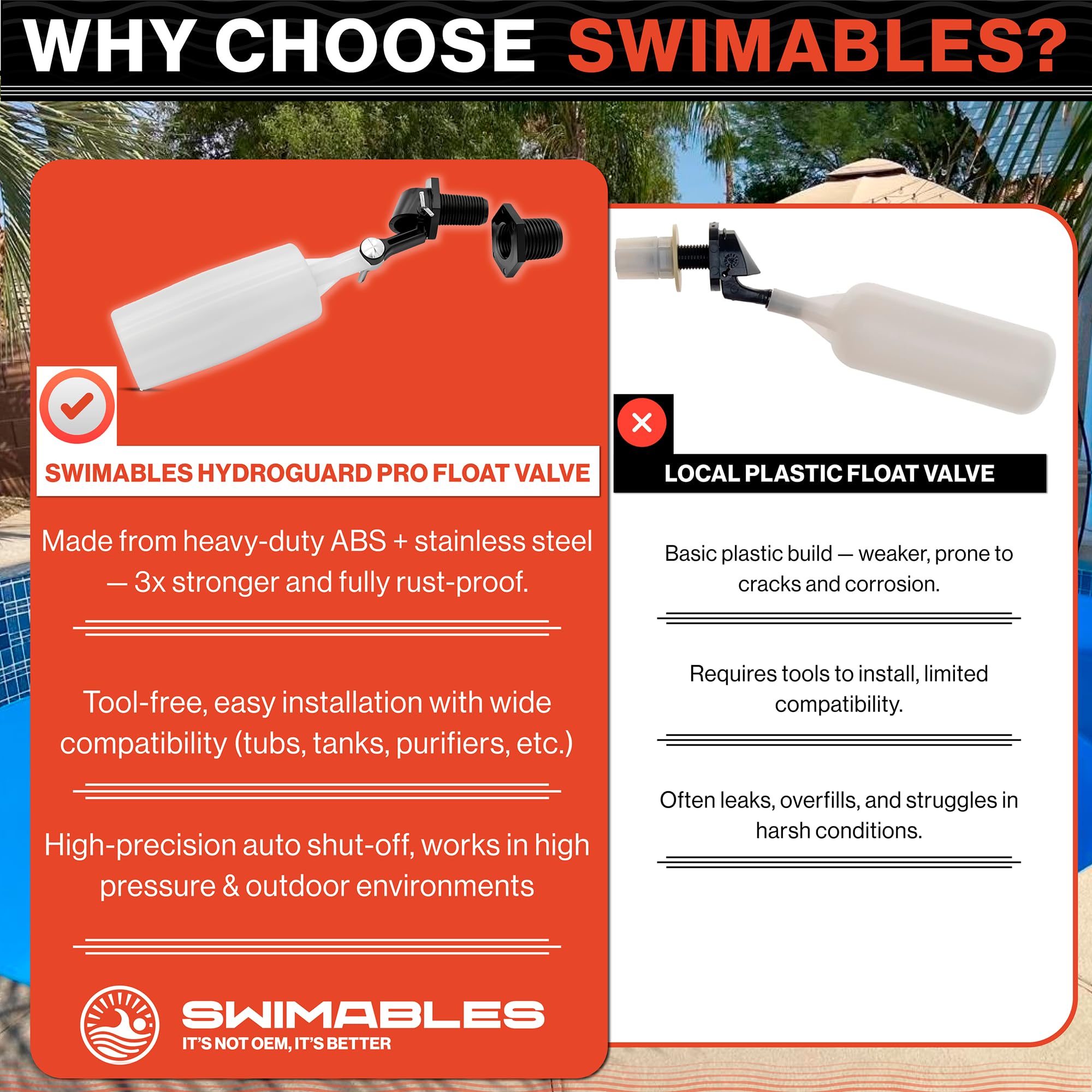 Swimables compatible auto-fill valve for multiple systems