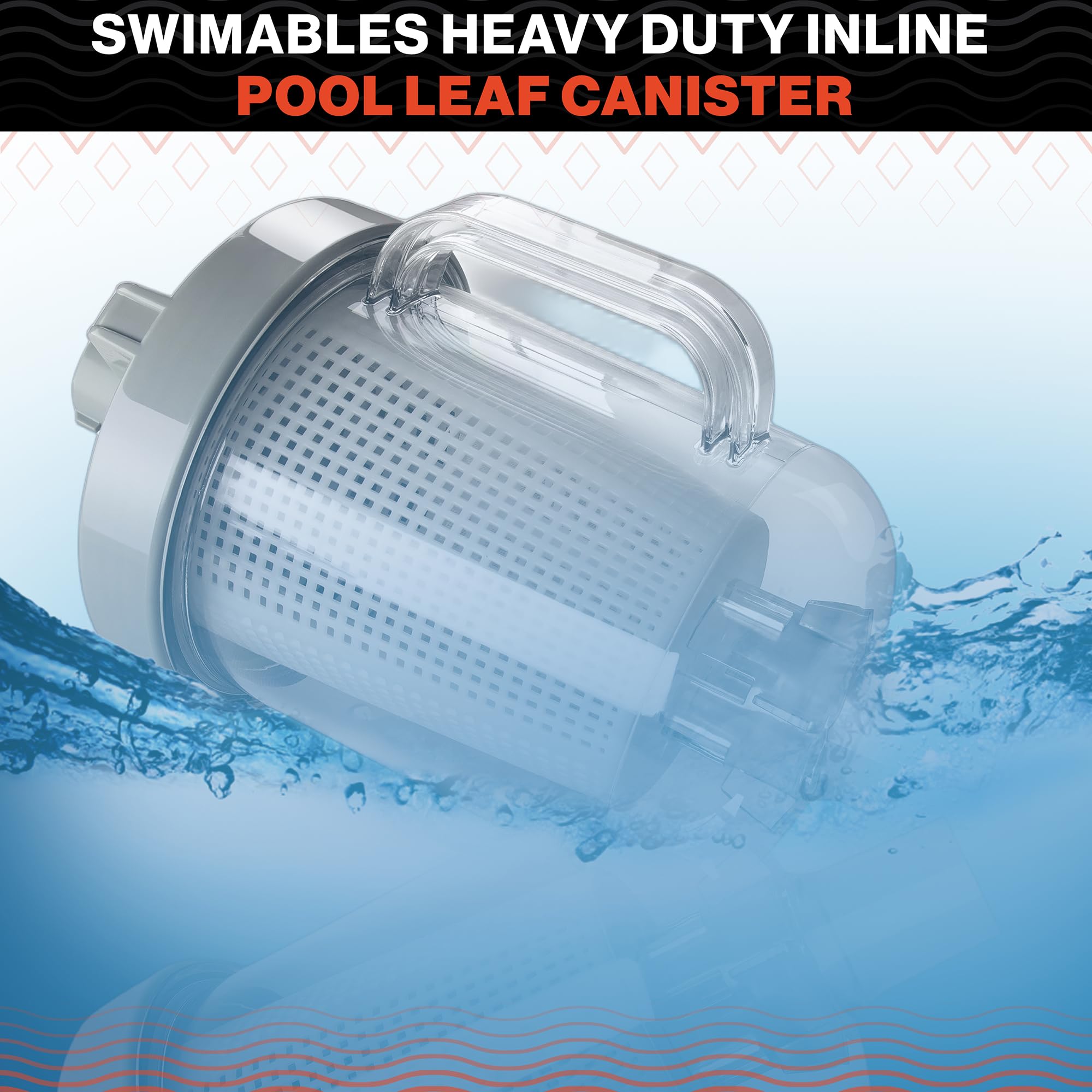 Swimables leaf canister basket featuring durable construction for long-lasting use.