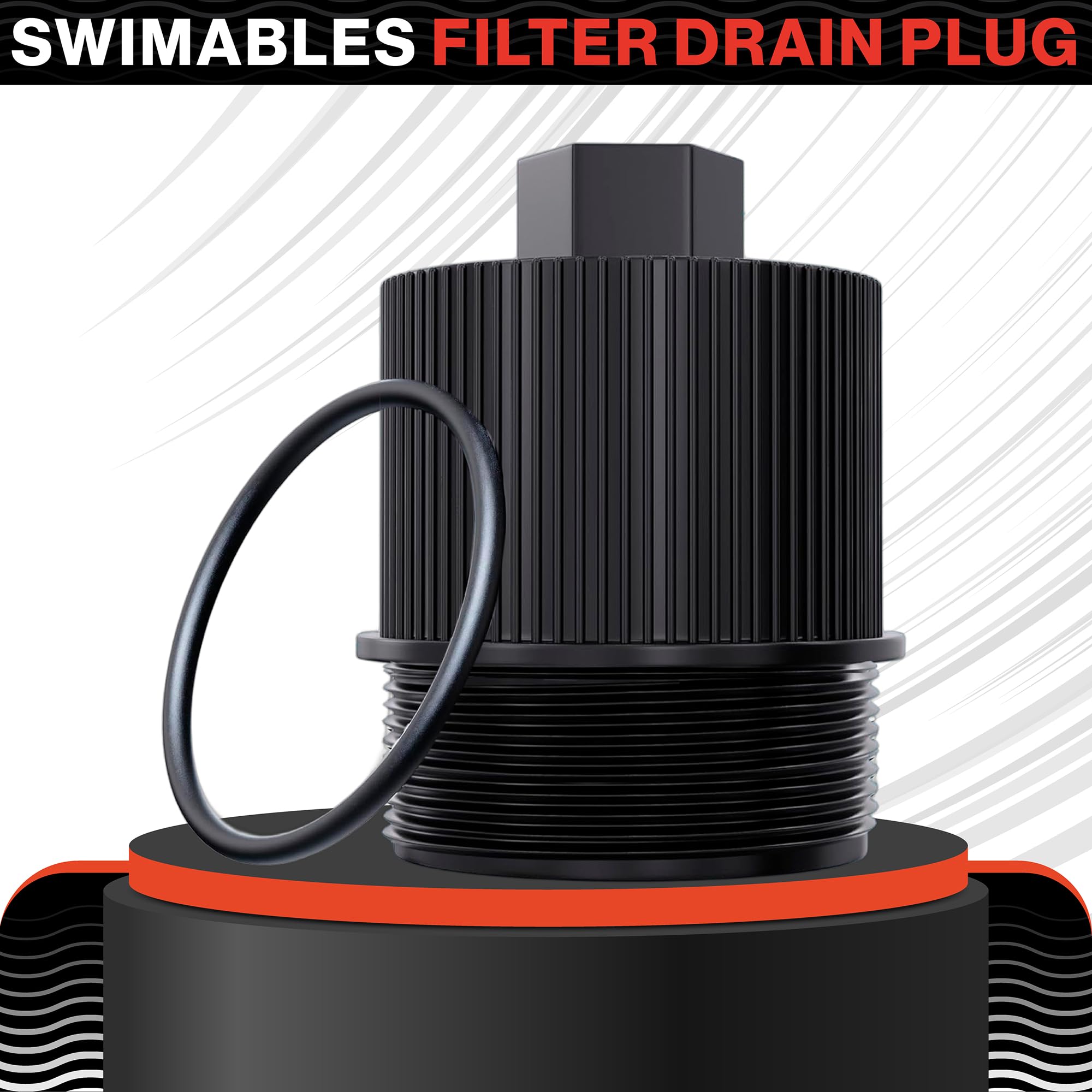 Swimables drain plug with O-ring to seal Pentair filter drains.