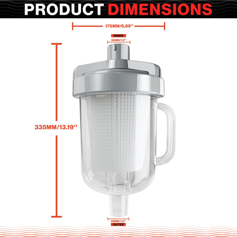 Swimables pool vacuum debris catcher with transparent lid for quick checks.