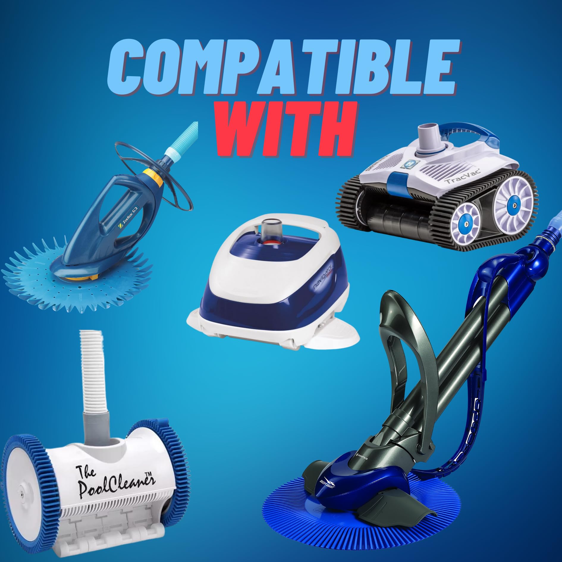 Swimables Swivel EZ in-ground-pool-scene portrays reliable tangling prevention during cleaning.