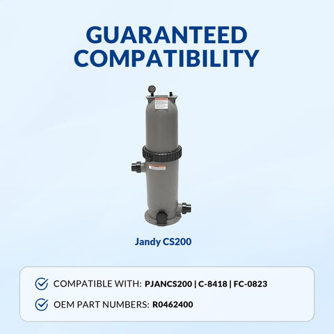 Swimara CS200 anti-collapse core keeps pleats open during backwash.