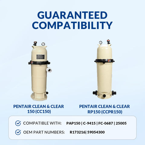 Swimara 150 sq ft filtration dimensions close-up highlight precise sizing and compatibility.
