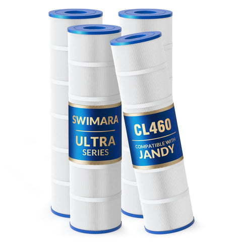 Swimara Ultra 5oz Trilobal fabric cartridge highlighting enhanced debris capture for clear water.