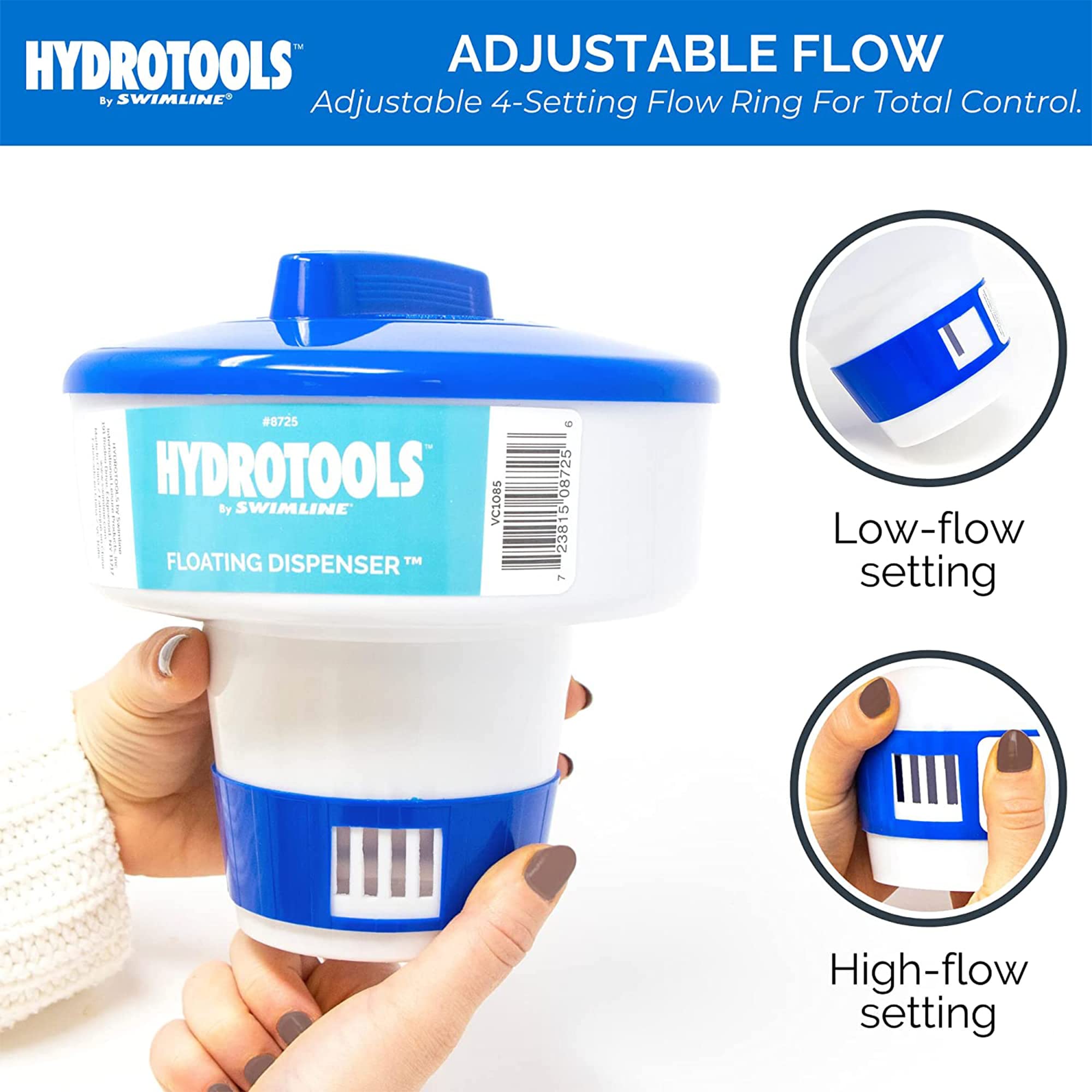 Durable material of HydroTools 8725 resists pool chemicals and harsh outdoors.