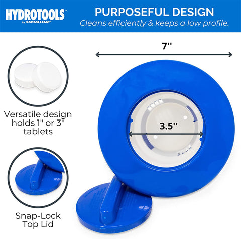 Swimline HydroTools 8725 large capacity fills with multiple tablets for fewer refills.