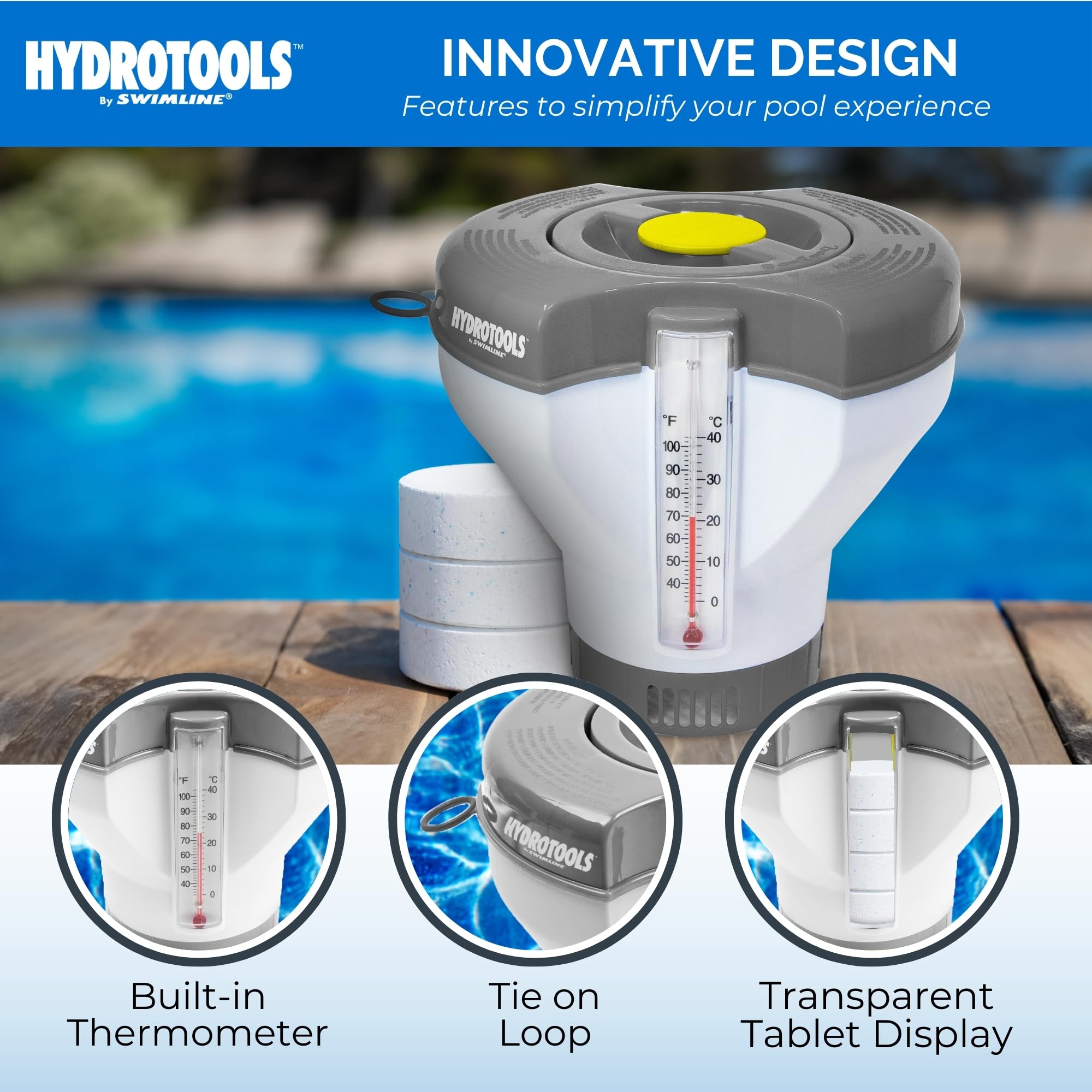 Adjustable flow on HydroTools floater enables precise chemical delivery.