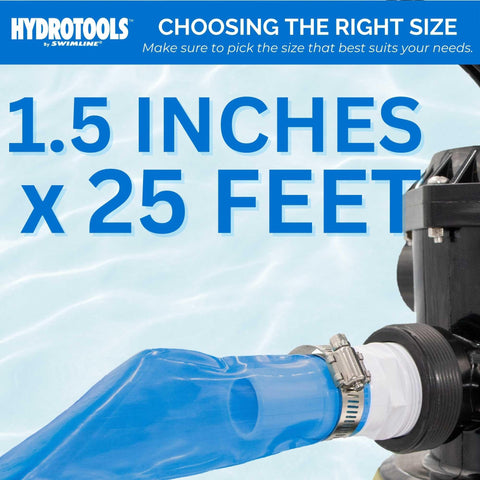 Swimline Hydrotools hose compatible with above-ground and in-ground pools for versatility.