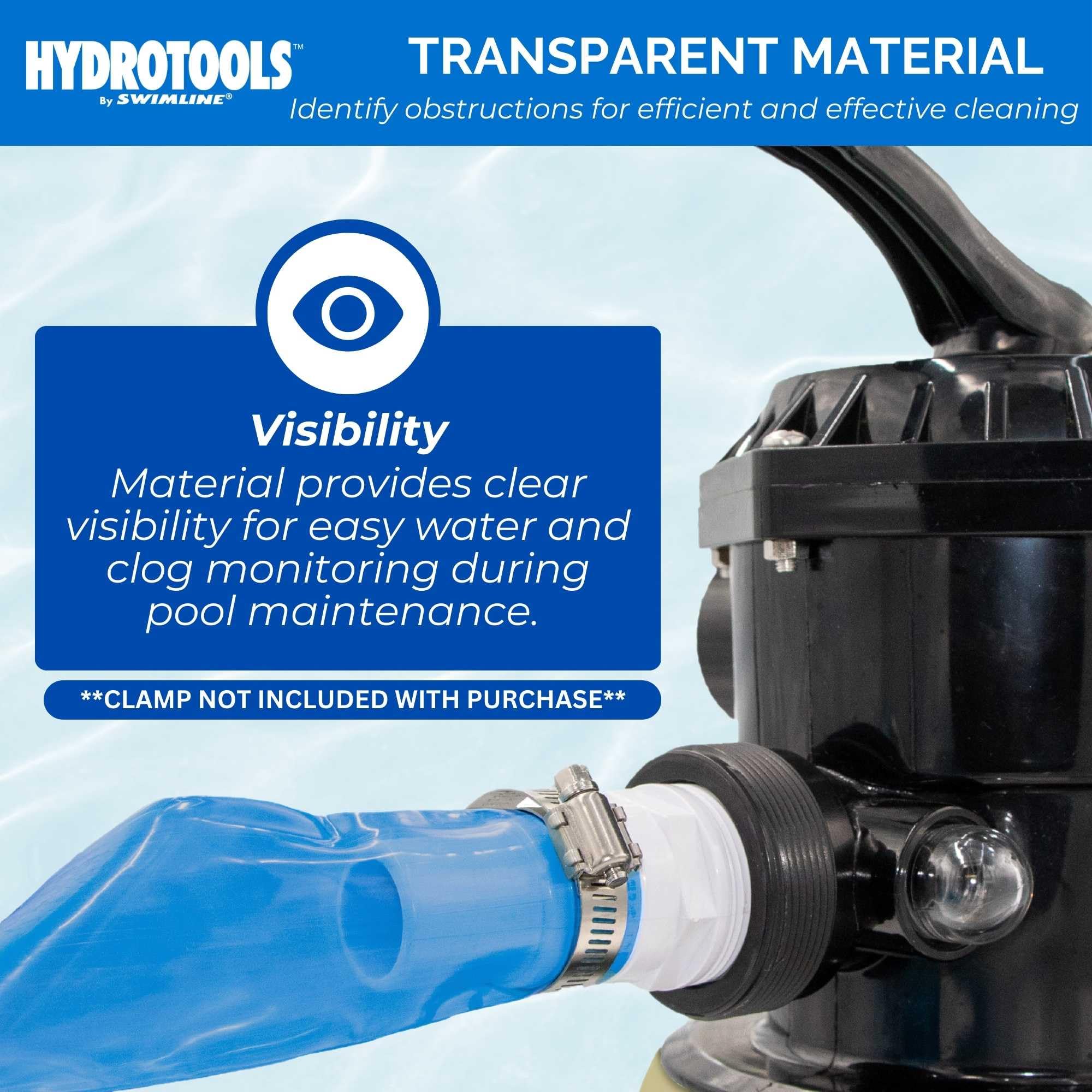 Swimline Hydrotools backwash hose offers 25-foot reach for flexible operation.
