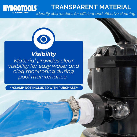 Swimline Hydrotools backwash hose offers 25-foot reach for flexible operation.
