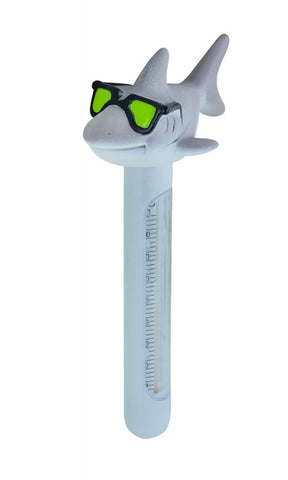 Swimline HydroTools Cool Shark thermometer floats in water for easy temperature readings