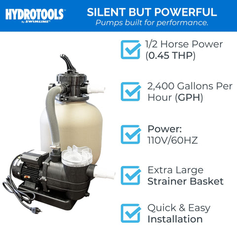 Swimline HydroTools filter base and components enabling quick, reliable setup