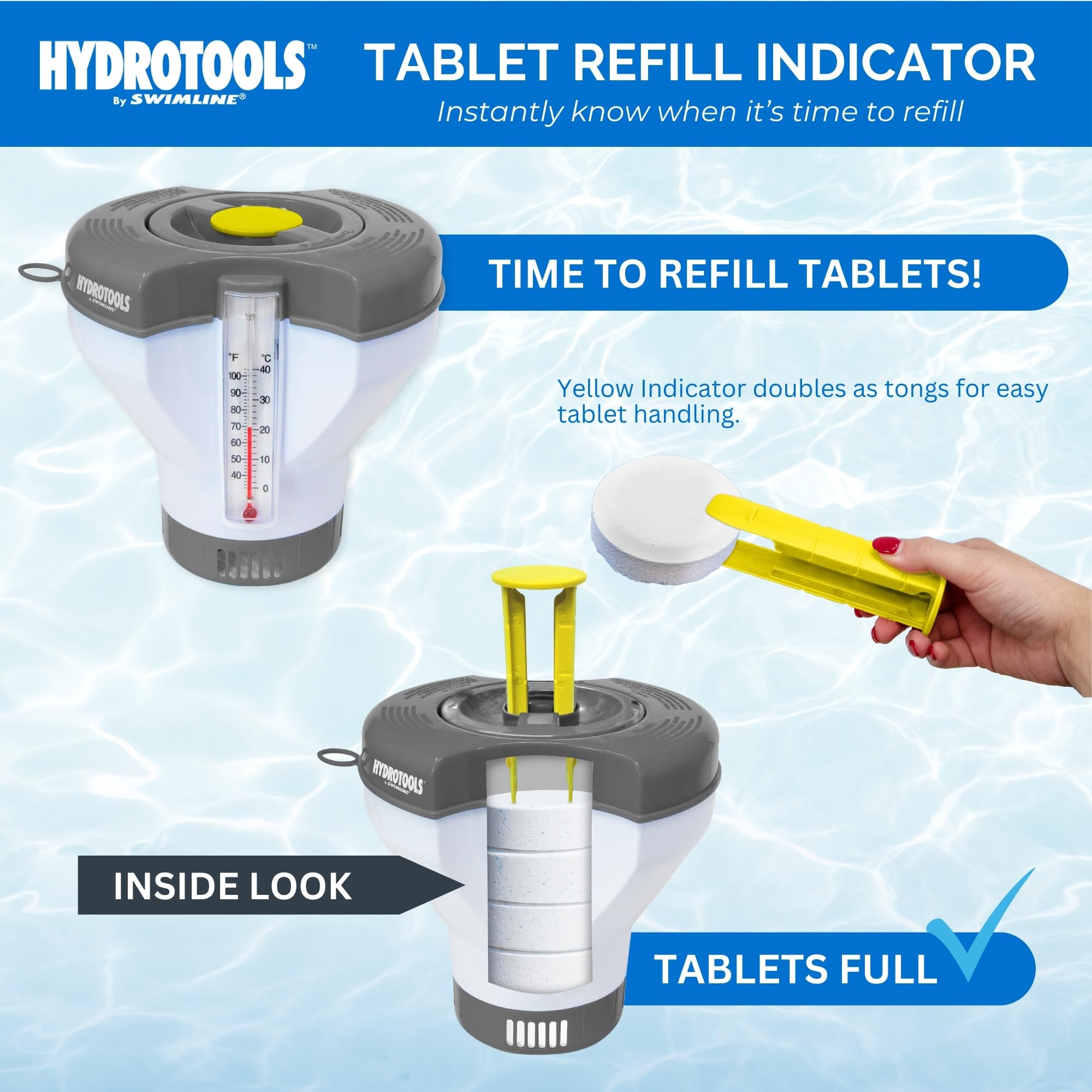 Swimline HydroTools large-capacity floater holds multiple tablets.