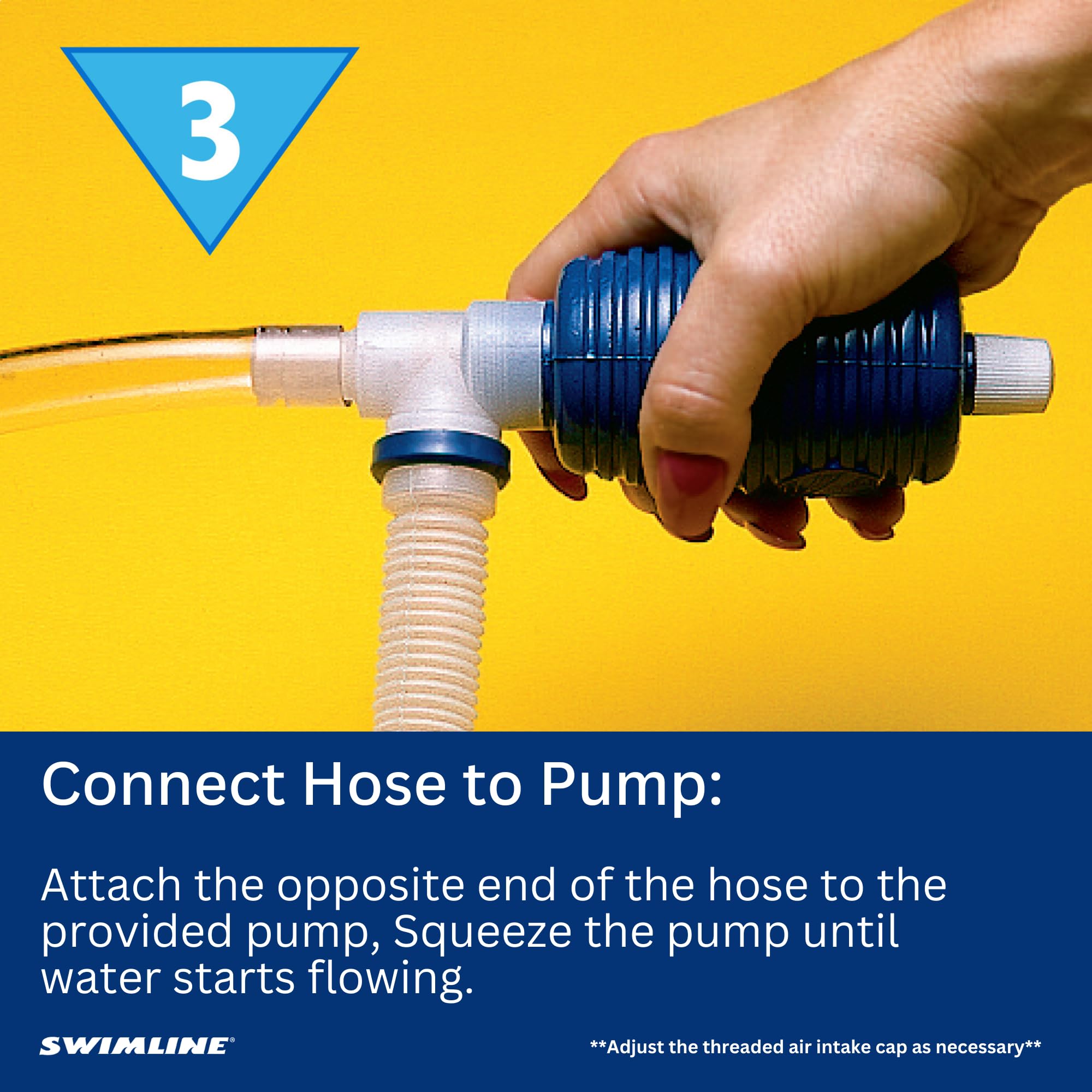 Swimline HydroTools Original siphon pump offers easy manual operation.