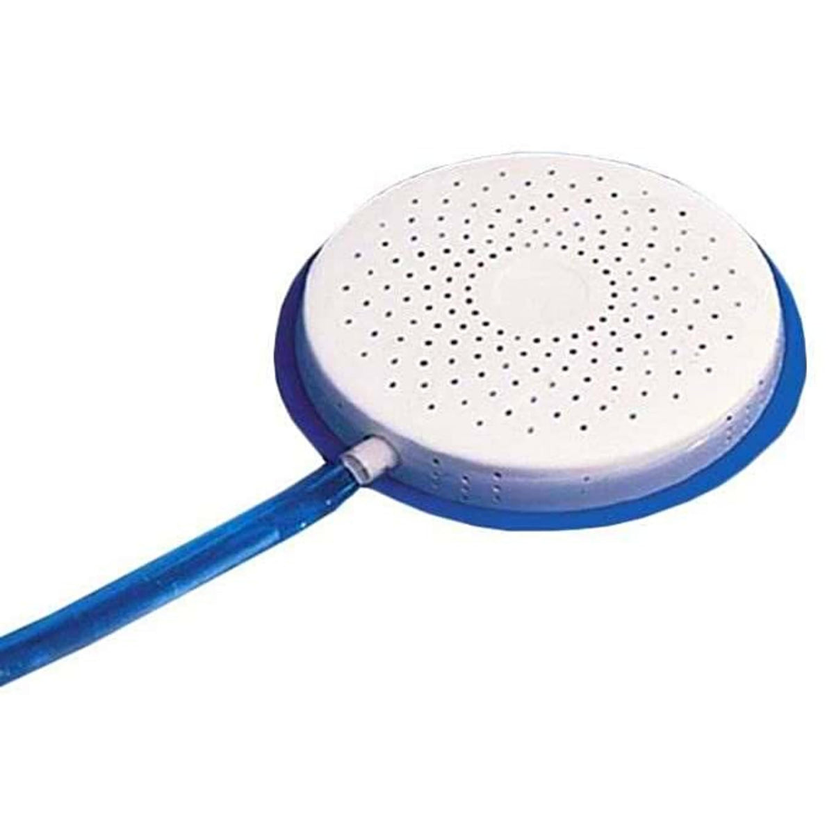 Swimline HydroTools Original siphon pump on pool cover removes water to prevent freezing.