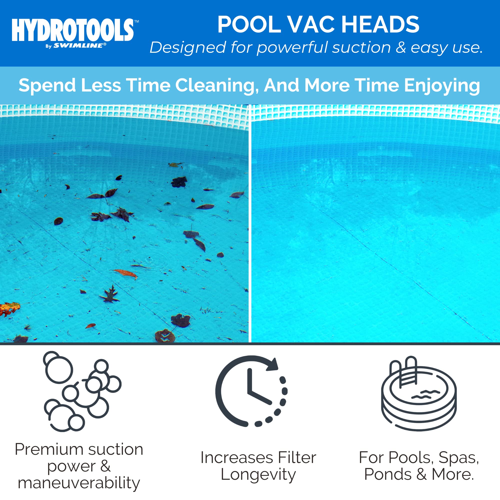 Swimline Hydrotools rectangular cleaning area for quick debris pickup