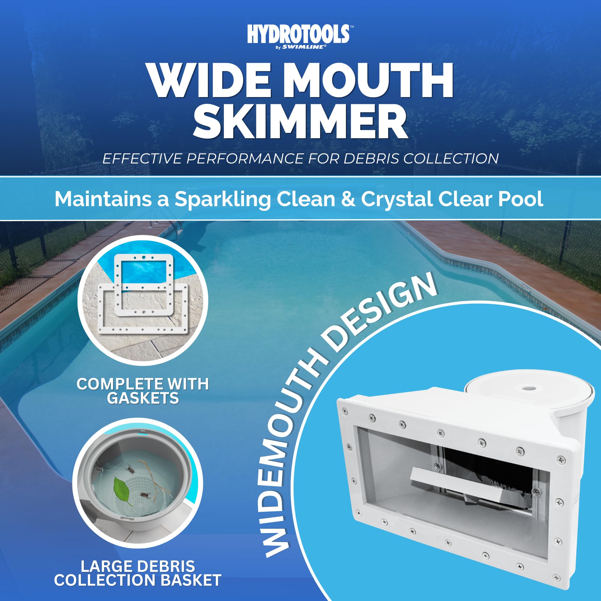 Swimline HydroTools thru-wall skimmer kit shown with easy installation