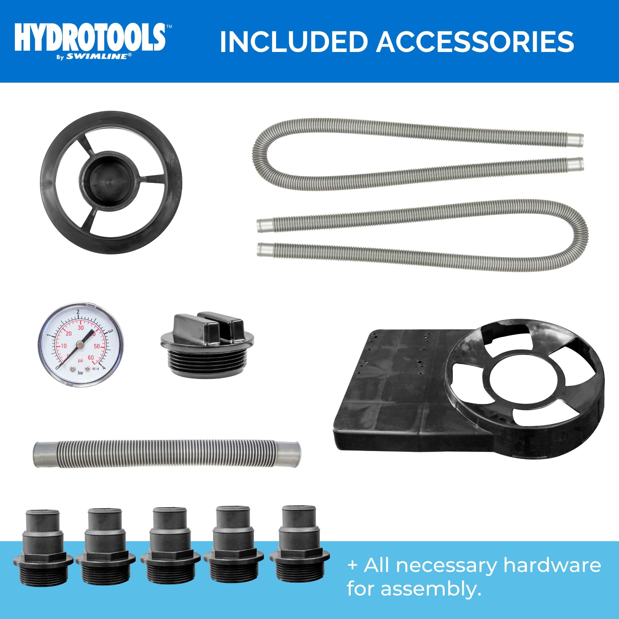 Swimline HydroTools USA-based support backs the filter system.