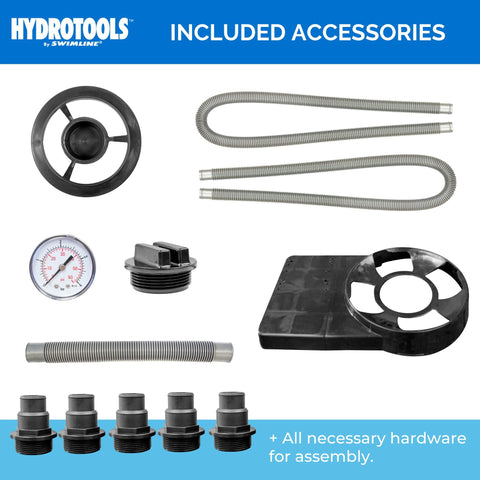 Swimline HydroTools USA-based support backs the filter system.