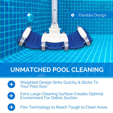 Swimline Hydrotools vacuum head with wheels glides across pool floor