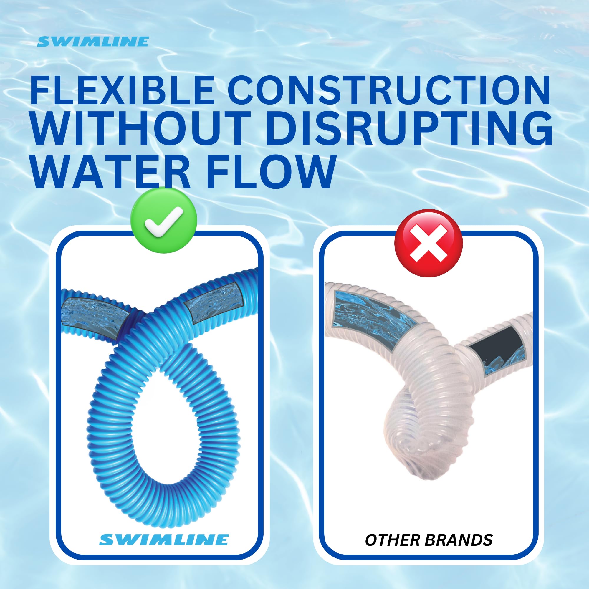 Durable HydroTools hose resists chemicals and sun for pool use