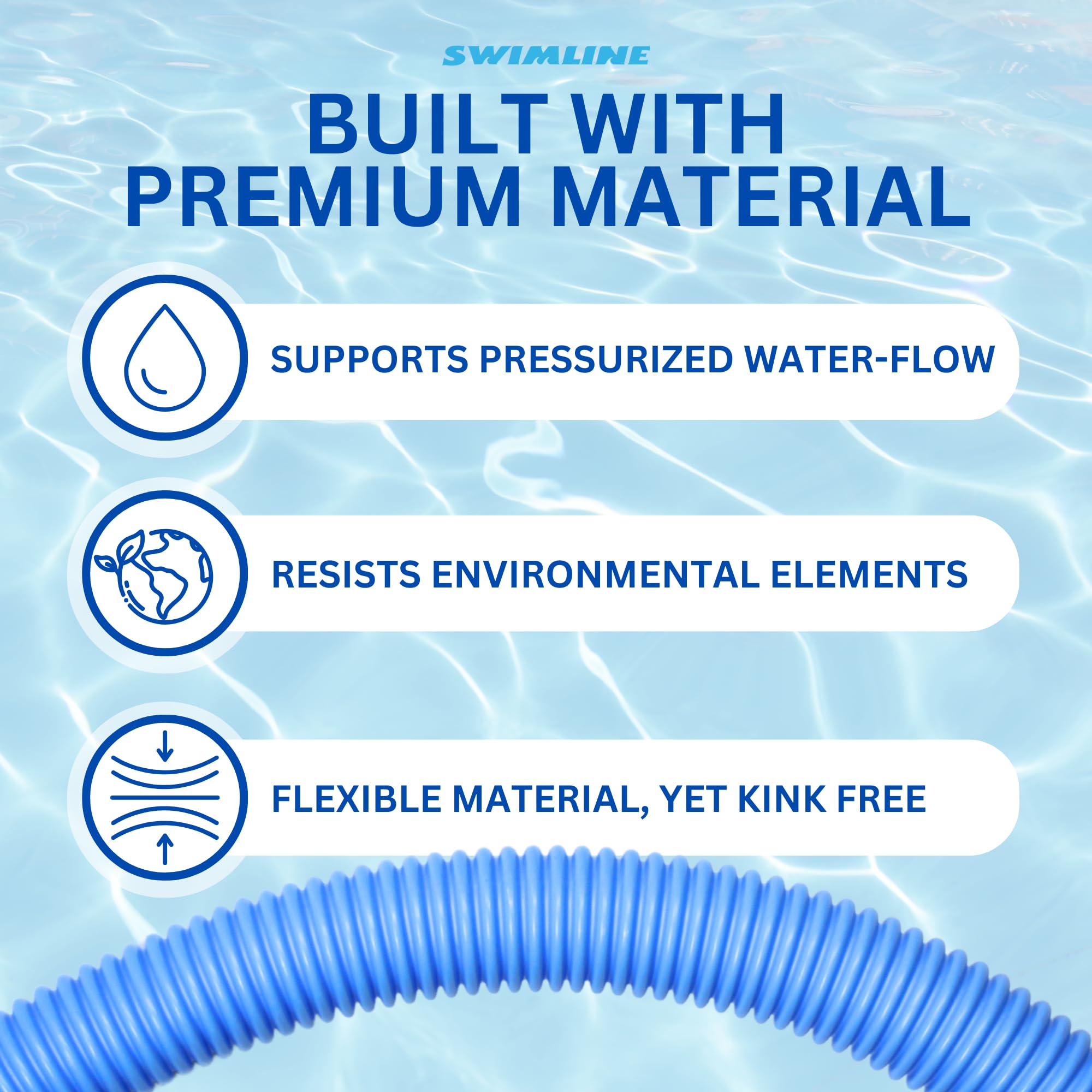 Lightweight and flexible 1.25in x 18ft hose for easy maneuvering