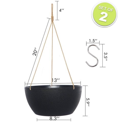 SwinDuck two-pack black planters ideal for wall or railing display.