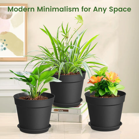 Swinduck UV-resistant plastic pots withstand sun and weather for outdoor use.