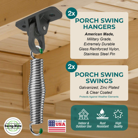 SwingMate chrome heavy-duty springs provide balanced, quiet movement.