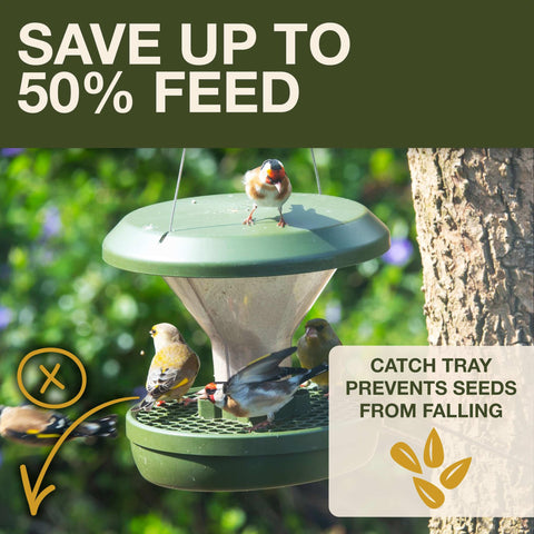 SWISSINNO Bird Feeder dual chamber green side view highlighting compact design