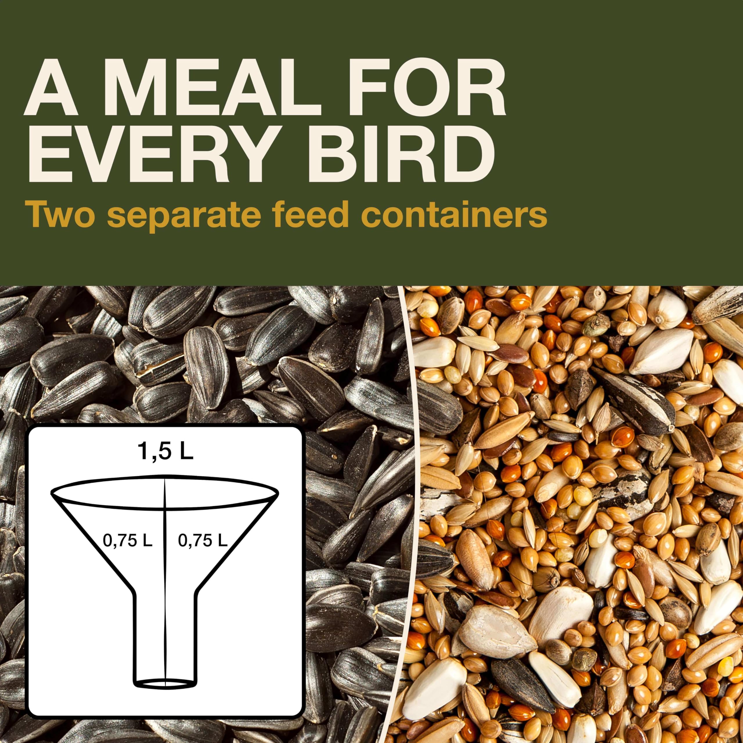 SWISSINNO Bird Feeder easy-refill dual chambers simplify maintenance outdoors
