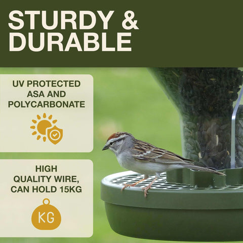 SWISSINNO Bird Feeder rodent-resistant design reduces ground pest access