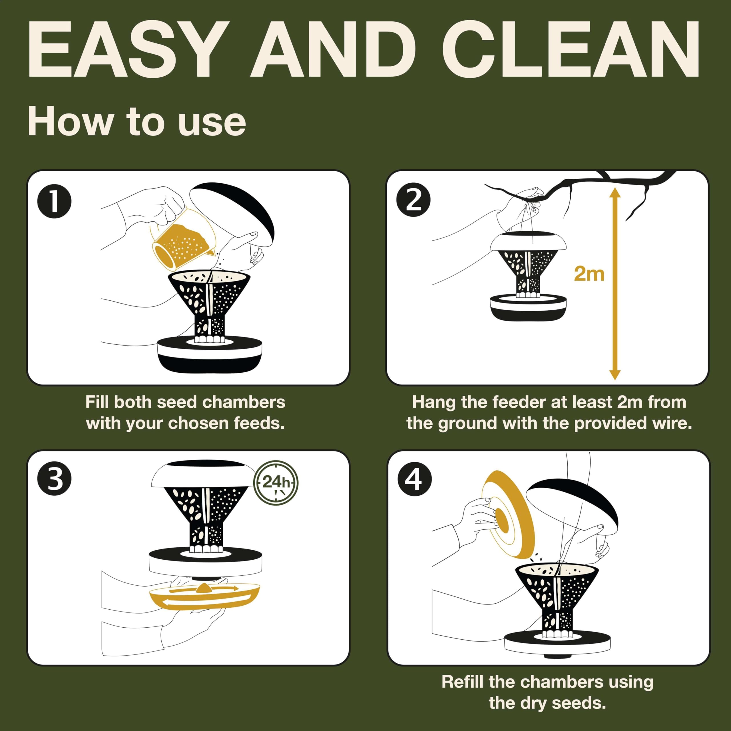 SWISSINNO Bird Feeder stainless cable hanging demonstrates secure outdoor installation