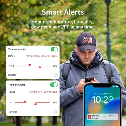 SwitchBot dew point reading indicator for proactive climate awareness.