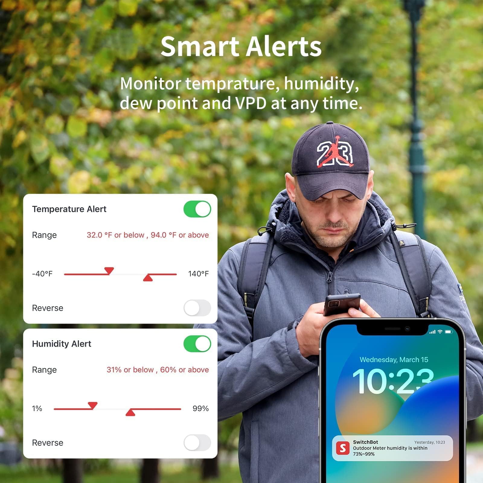SwitchBot 3-pack data display emphasizes clear charts and history