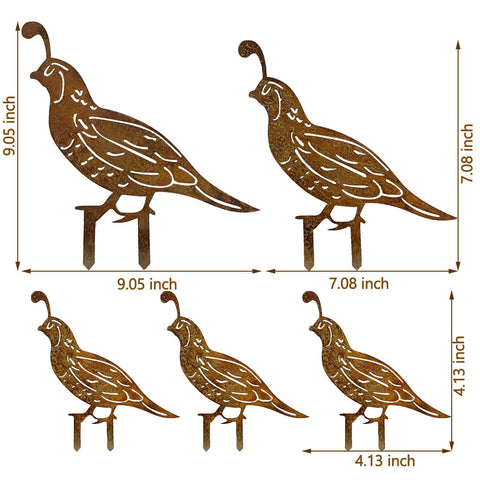 SWNACOR rusted metal bird stakes easily insert into ground.