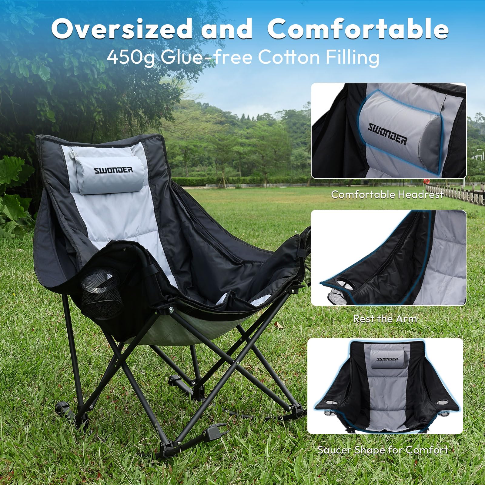 Swonder breathable mesh and 600D Oxford fabric stay cool in summer and warm in winter