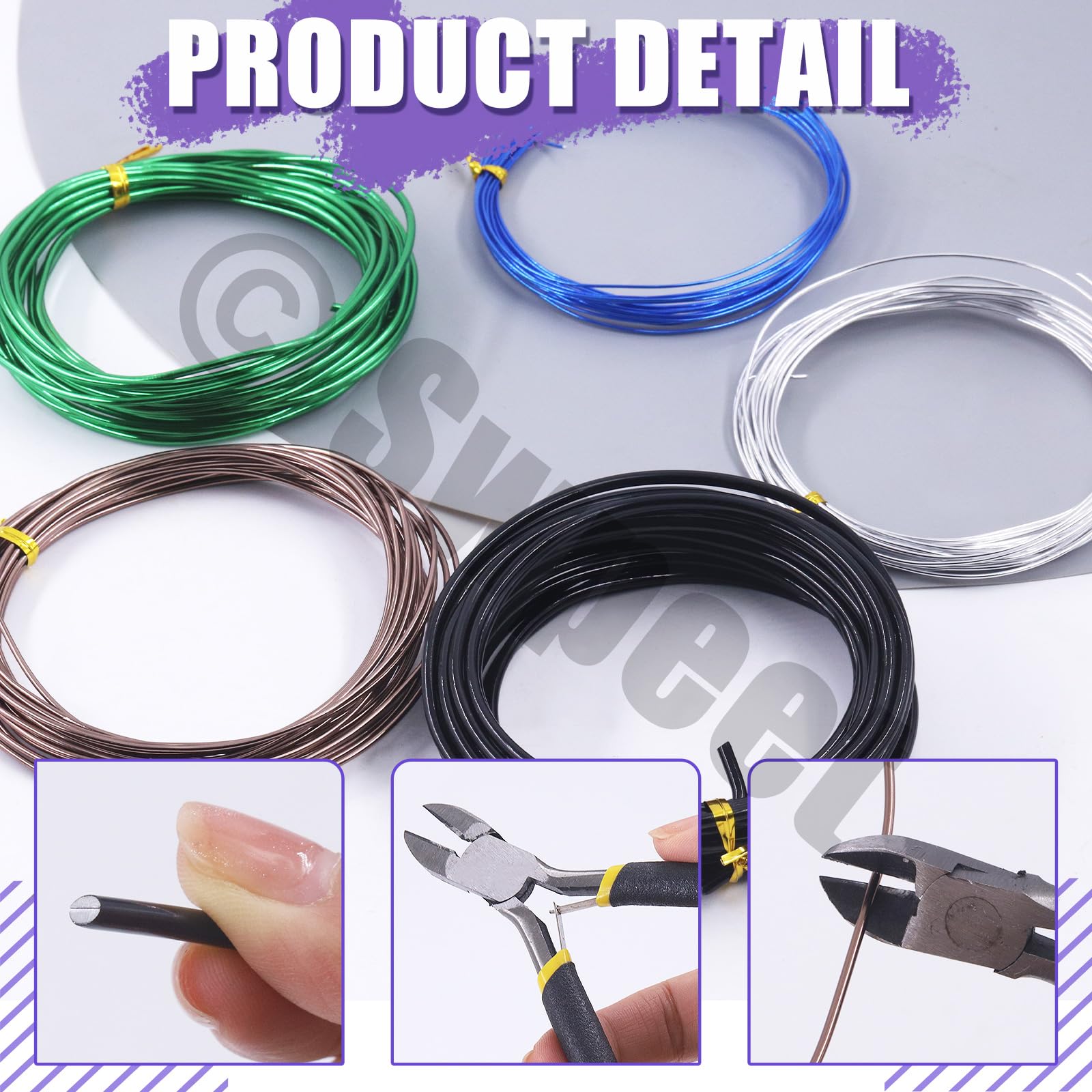 Swpeet 3.0mm black bonsai wire provides sturdy support for bold shapes