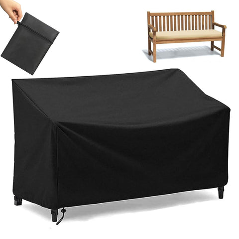 SXAOZYRS 2-seater outdoor bench cover protects a patio bench from rain and sun.
